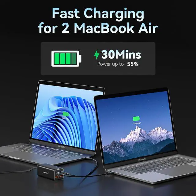 Alt view image 3 of 5 - MacBook Pro Charger 100W, VENTION MacBook USB C Charger 4-Ports Foldable GaN+ Charger Power Adapter for MacBook Pro/Air, iPad Pro,iPhone 15/14 Pro, Galaxy S23/S24 Ultra, Steam Deck, Google Pixelbook