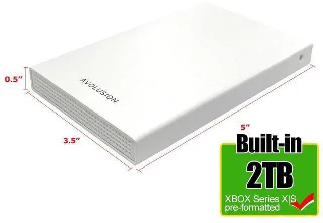 Alt view image 2 of 5 - Avolusion HD250U3-WH 2TB USB 3.0 Portable External Gaming Hard Drive (for Xbox Series X|S, Pre-Formatted) - 2 Year Warranty