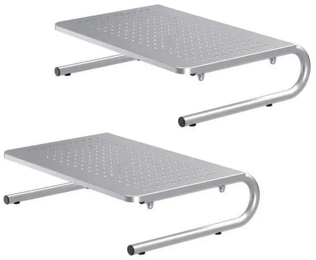 Main image of suptek Monitor Stand Riser, Laptop Holder Printer Riser Desk Accessories, Vented Metal Platform and 4 inches Height Underneath Storage for Office Supplies (MST004S-2), 2 Pack, Silver