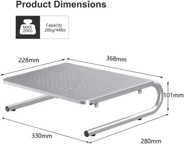 Alt view image 2 of 5 - suptek Monitor Stand Riser, Laptop Holder Printer Riser Desk Accessories, Vented Metal Platform and 4 inches Height Underneath Storage for Office Supplies (MST004S-2), 2 Pack, Silver