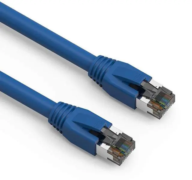 Main image of Cat. 8 Ethernet Cable, Heavy Duty 24 AWG Double Shielded Booted Twisted Pair LAN Network, 40 Gbps 2000 Mhz Bandwidth and RJ45 Connector High Speed for Router/Gaming/Switch Blue (7 Feet (1 Pack))