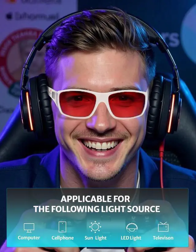 Alt view image 2 of 5 - TIJN Sleep Glasses for 99.9% Blue Green Light Blocking,Dual AR Coatings Red Lens for Computer Gaming Screen Reduce Eye Strain