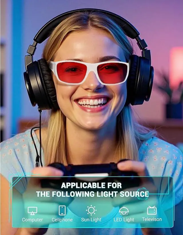 Alt view image 3 of 5 - TIJN Sleep Glasses for 99.9% Blue Green Light Blocking,Dual AR Coatings Red Lens for Computer Gaming Screen Reduce Eye Strain