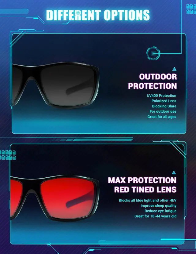 Alt view image 5 of 5 - TIJN Sleep Glasses for 99.9% Blue Green Light Blocking,Dual AR Coatings Red Lens for Computer Gaming Screen Reduce Eye Strain