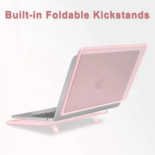 Alt view image 4 of 5 - MOSISO Compatible with MacBook Air 15 inch Case 2025 2024 2023 Release M4 A3241 M3 A3114 M2 A2941, Heavy Duty Hard Shell Case with Fold Kickstand&Keyboard Cover&Screen Protector&Type C, Pink