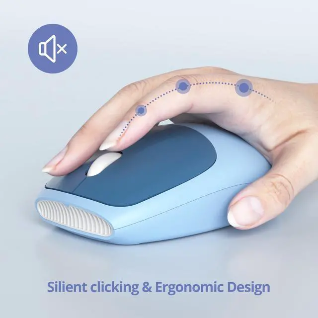 Alt view image 5 of 5 - Fogruaden Quiet Blue Wireless Keyboard and Mouse, 2.4GHz Retro Cute Typewriter-Style Full-Size Colorful Keyboard and Mouse Combo, Slim Design, Low-Noise Typing for Home, Office, Windows PC, Laptop