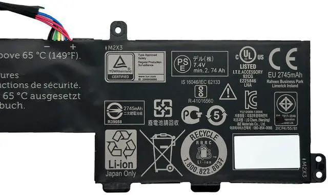 Alt view image 3 of 5 - EPYOBW TM9HP Laptop Battery 20Wh 2735mAh 2-Cell 7.4V Compatible with Dell Latitude 13 7350 / Latitude 13 7350 Keyboard Dock Series 0FRVYX FRVYX 08K1VJ 8K1VJ 0J84W0 J84W0 0R89JJ R89JJ
