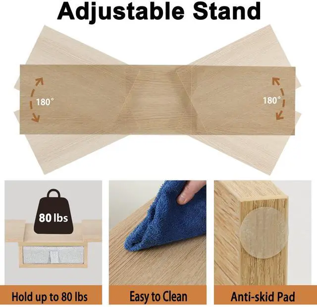 Alt view image 4 of 5 - TEAMIX 3 Shelf Monitor Stand Riser with Drawer-Length and Angle Adjustable Dual Monitor Riser with Storage Corner Desk Shelf Organizer Large Computer Stand for 2 Monitors/Laptop (Maple, 1 Drawer)