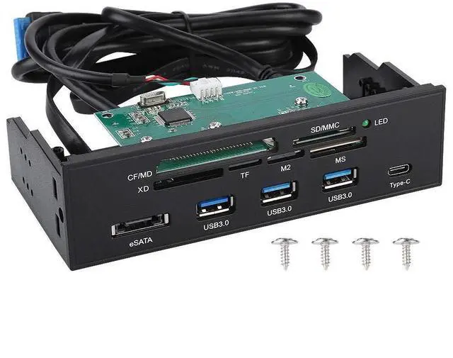 Main image of 5.25inches Multifunction Internal Card Reader Dashboard - PC Front Panel USB 3.0 Card Reader Internal with 3 USB 3.0 Ports, Supports M2, MSO, SD, MS, XD, 64G CF Card