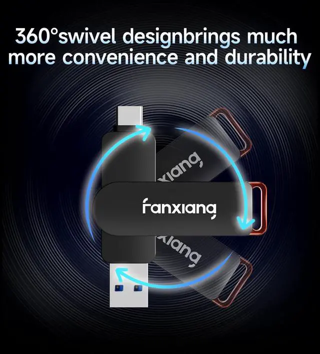 Alt view image 4 of 5 - fanxiang 512GB Flash Drive Up to 560MB/s External SSD,Type C & USB-A 3.2 Gen 2, Thumb Drive,Memory Stick for iPhone15/16/PS4/Android Phone/Windows/Mac
