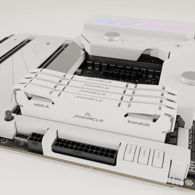 Alt view image 2 of 5 - Timetec Pinnacle Konduit 32GB KIT(2x16GB) DDR4 3200MHz PC4-25600 CL16-18-18-38 XMP2.0 Overclocking 1.35V Dual Rank Compatible for AMD and Intel Desktop Gaming PC Memory Module - White