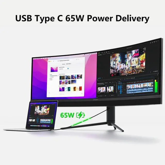 Alt view image 2 of 5 - INNOCN 45C1R 45 Inch 5120 x 1440p Ultrawide Curved Gaming Monitor, R1500, HDR400, USB Type-C 90W Power Delivery, PIP/PBP, Built-in Speaker, Height Adjustable, Black