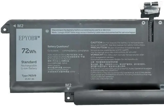 Alt view image 2 of 5 - EPYOBW P83V9 Laptop Battery 72Wh 4442mAh 4-Cell 15.4V Compatible with Dell Precision 5470 5480 5490 Series CDTT2 41CP8/61/60