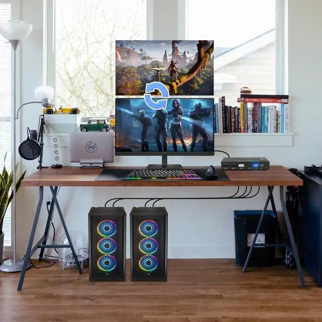 Alt view image 3 of 5 - HDMI KVM Switch 8K, 2 Port KVM Switch 8K@60Hz 4K@120Hz for 2 Computer Share 1 HD Monitor and 3 USB 3.0 Devices, Including 2 HMDI 2.1 Cables & 2 USB 3.0 Cables