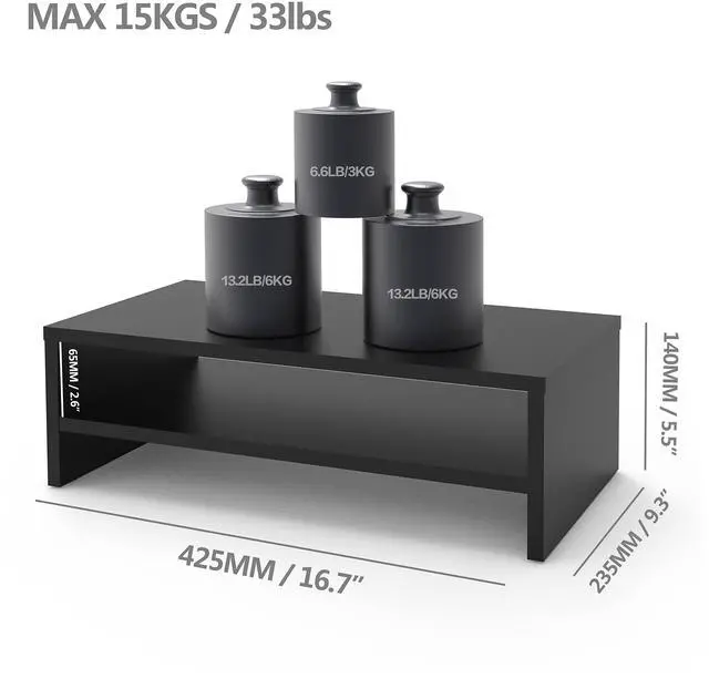 Alt view image 5 of 5 - FITUEYES 2 Tiers Monitor Stand & Desktop Desktop File Organizer, Black