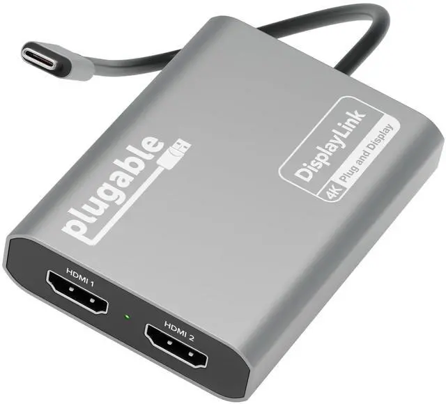 Main image of Plugable USB C to HDMI Adapter, Dual Monitor 4K 60Hz for Apple Mac M1/M2/M3, DisplayLink Multiple Displays for Thunderbolt MacBook or iMac, Driver Required (USBC-6950M)