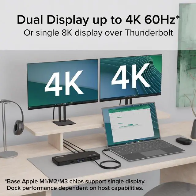 Alt view image 3 of 5 - Plugable USB C to HDMI Adapter, Dual Monitor 4K 60Hz for Apple Mac M1/M2/M3, DisplayLink Multiple Displays for Thunderbolt MacBook or iMac, Driver Required (USBC-6950M)