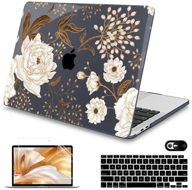 Main image of Mektron for MacBook Air 13 Case A1466/A1369 (2010-2017 Release), Snap-on Plastic Hard Shell Cover for MacBook Air 13.3 inch with Keyboard Cover, Peonies and Roses