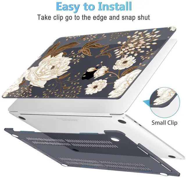 Alt view image 3 of 5 - Mektron for MacBook Air 13 Case A1466/A1369 (2010-2017 Release), Snap-on Plastic Hard Shell Cover for MacBook Air 13.3 inch with Keyboard Cover, Peonies and Roses