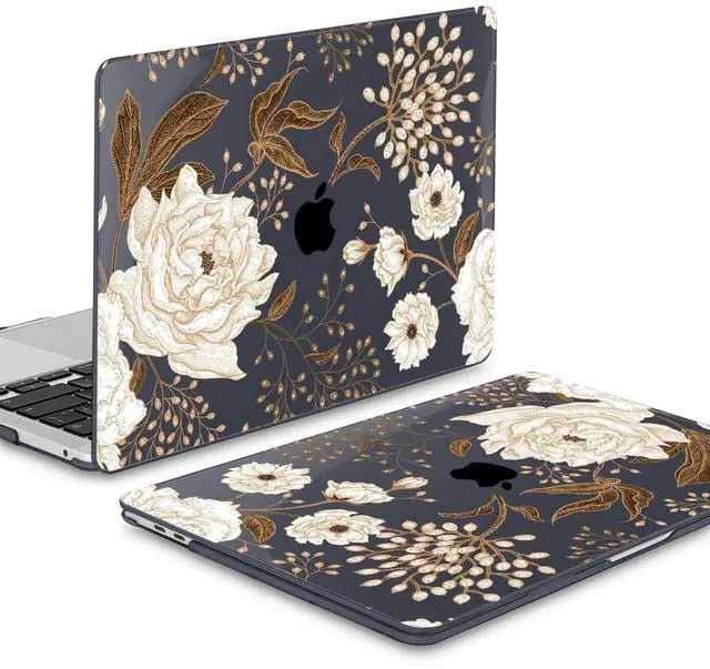 Alt view image 4 of 5 - Mektron for MacBook Air 13 Case A1466/A1369 (2010-2017 Release), Snap-on Plastic Hard Shell Cover for MacBook Air 13.3 inch with Keyboard Cover, Peonies and Roses