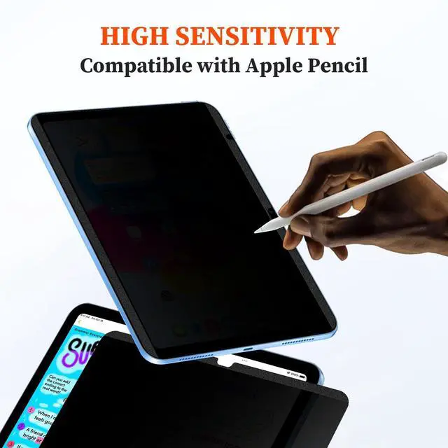 Alt view image 5 of 5 - Upgraded 360° Magnetic Privacy Screen Protector for iPad 10th generation (2022) / 11th generation (2025) (Landscape+Portrait Privacy), Removable 4-Way Anti Spy Screen Film, Anti Glare Blue Light Filte