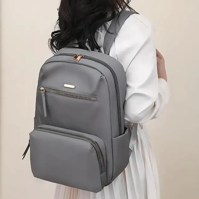 Alt view image 2 of 2 - Generic Waterproof Lightweight Square Double Shoulder Strapped Zipper Laptop Backpack For Daily Use Work Travel (Gray)
