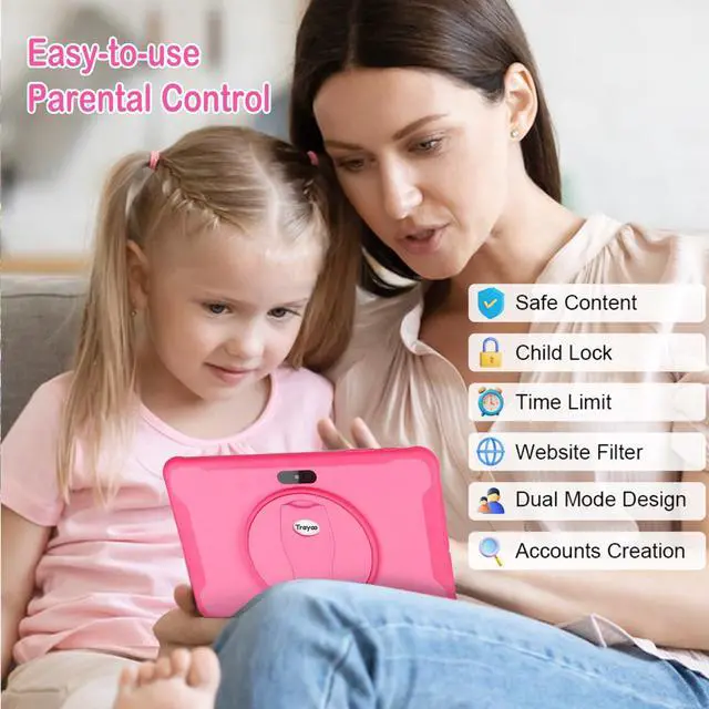 Alt view image 3 of 5 - Kids Tablet, 10.1 Inches Tablet for Kids with Case Included, 64G Storage, Dual Camera, WiFi, Education Apps Pre-Installed, Parent Control, YouTube (Pink)