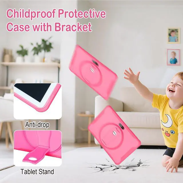 Alt view image 4 of 5 - Kids Tablet, 10.1 Inches Tablet for Kids with Case Included, 64G Storage, Dual Camera, WiFi, Education Apps Pre-Installed, Parent Control, YouTube (Pink)