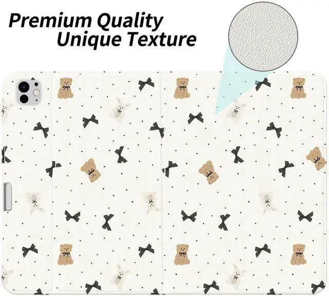Alt view image 2 of 5 - JOYLAND Bear Pad Case for iPad Air 11" M3/M2(2025/2024)/iPad Air 4/Air 5 10.9" with Pencil Holder Cartoon Bowknot Pattern Multi-Angle Viewing Folio Stand Leather Cover Auto Sleep/Wake for Kids Girls
