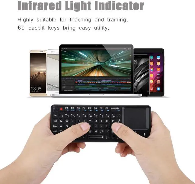 Alt view image 2 of 5 - Mini Keyboard, 2.4GHz Keyboard with Touchpad, US Layout, Portable Handheld Rechargeable Keyboard