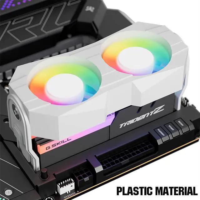 Alt view image 2 of 5 - Computer Memory Ram Radiator Plastic Heatsink ram Cooler Fan with Dual 60mm rotatable pc Fans 4Pin PWM &5V 3PIN ARGB ram Cooling Fan for Memory Module Cooling Solution (White)