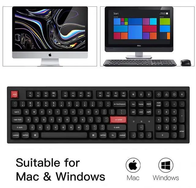 Alt view image 3 of 5 - Keychron K10 Pro QMK/VIA Custom Wireless Mechanical Keyboard, 100% Full Size 108 Keys Programmable White Backlight Red Switch, Bluetooth/USB-C Wired Gaming Keyboard for Mac Windows Linux