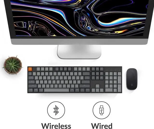 Alt view image 2 of 5 - Keychron K10 Wireless Mechanical Gaming Keyboard, 104 Keys Full Size Gateron G Pro Brown Switch, White LED Backlight Rechargeable USB-C Wired Bluetooth Professional Office Keyboard for Mac/Windows