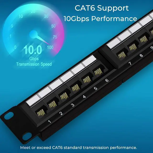 Alt view image 2 of 5 - Rapink Patch Panel 24 Port Cat6 10G Support, Network Panel UTP 19-Inch, Wallmount or Rackmount 1U Ethernet Patch Panel Punch Down Block for Cat6, Cat5e, Cat5 Cabling