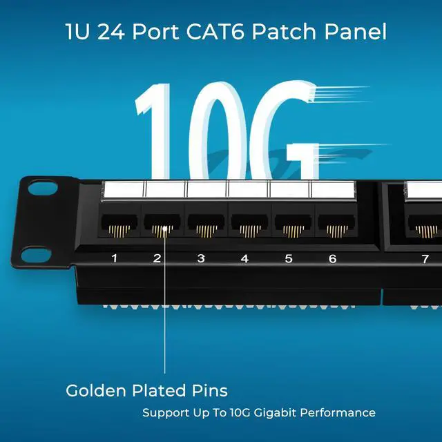 Alt view image 5 of 5 - Rapink Patch Panel 24 Port Cat6 10G Support, Network Panel UTP 19-Inch, Wallmount or Rackmount 1U Ethernet Patch Panel Punch Down Block for Cat6, Cat5e, Cat5 Cabling