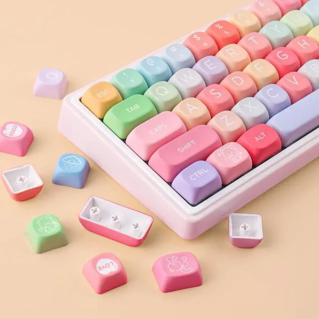 Alt view image 2 of 5 - Tsungup PBT Rainbow Candy Keycaps,126 Keys MOA Cute Gummy Bear Custom Keycaps 100 Percent Keyboard,Dye Sublimation Key Caps Keyboard Keycap Set for MX Switches Mechanical