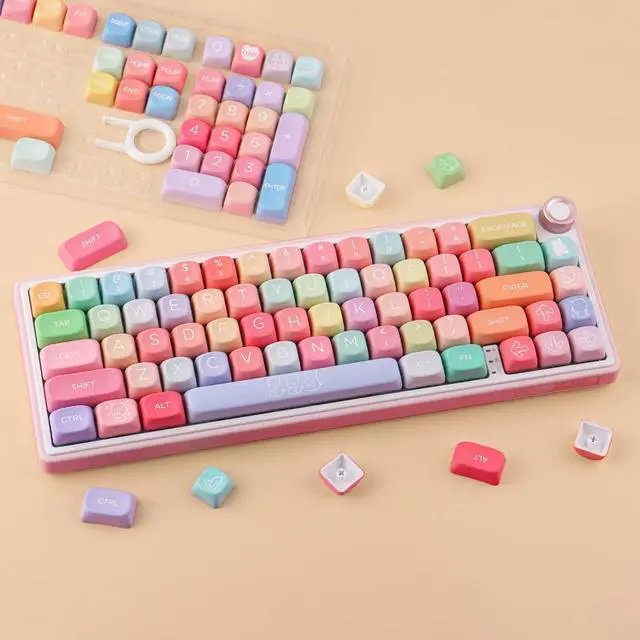 Alt view image 3 of 5 - Tsungup PBT Rainbow Candy Keycaps,126 Keys MOA Cute Gummy Bear Custom Keycaps 100 Percent Keyboard,Dye Sublimation Key Caps Keyboard Keycap Set for MX Switches Mechanical