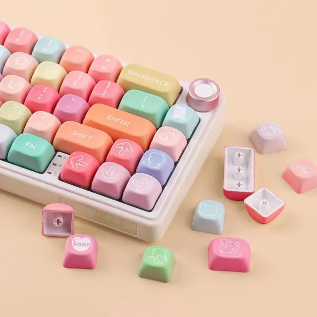 Alt view image 4 of 5 - Tsungup PBT Rainbow Candy Keycaps,126 Keys MOA Cute Gummy Bear Custom Keycaps 100 Percent Keyboard,Dye Sublimation Key Caps Keyboard Keycap Set for MX Switches Mechanical