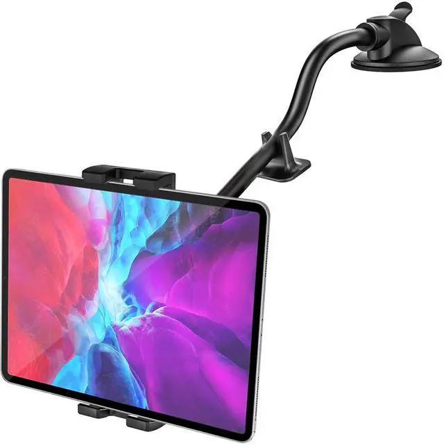 Main image of woleyi Tablet Holder for Car Mount [Anti-Shaking Silicone] Long Arm Dashboard Car Tablet Holder Suction Cup Anti-Shake Stabilizer, Fit For iPad Pro Air Mini, Galaxy Tab/Z Fold, iPhone, 4.7-13" Devices