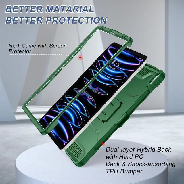 Alt view image 3 of 5 - Soke Case for iPad Pro 12.9 Inch 6th/5th/4th Generation(2022/2021/2020 Release), Rugged Shockproof Protective Cover with Built-in Kickstand for Apple iPad Pro 12.9 - Alpine Green