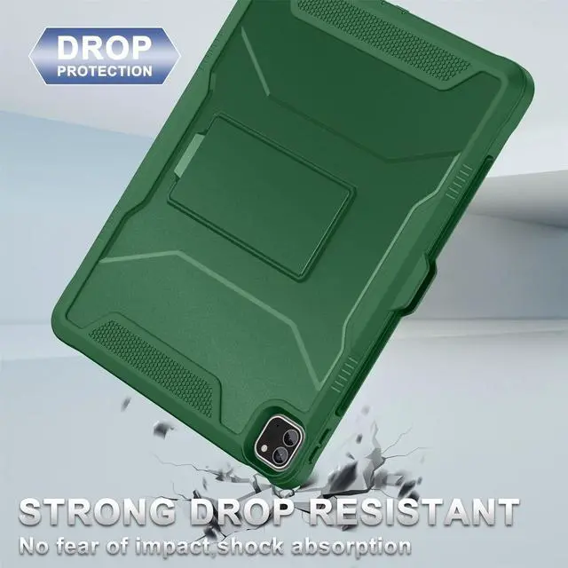 Alt view image 4 of 5 - Soke Case for iPad Pro 12.9 Inch 6th/5th/4th Generation(2022/2021/2020 Release), Rugged Shockproof Protective Cover with Built-in Kickstand for Apple iPad Pro 12.9 - Alpine Green