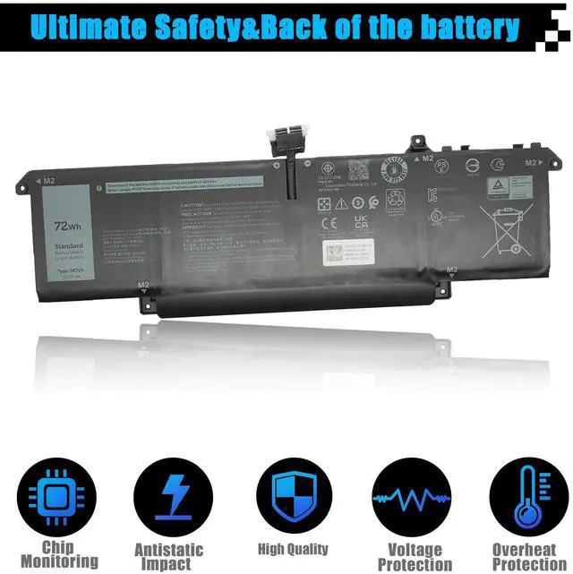 Alt view image 4 of 5 - AOMKA 72Wh P83V9 Laptop Battery Replacement for Dell Precision 5470 5480 5490 Series Notebook P154G P154G001 P154G002 CDTT2 41CP8/61/60 15.4V 4442mAh 4-Cell