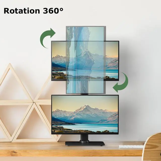 Alt view image 2 of 4 - UPGRAVITY Dual Monitor Stand with Built-in Power Outlet, Vertical Stack Freestanding Monitor Mount for 13-32 inch Flat Curved Computer Screen, Metal Base, Height Adjustable, Max VESA 100x100mm