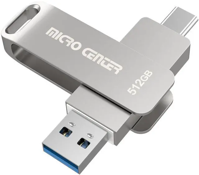 Main image of Micro Center SuperSpeed 512GB USB 3.2 Dual Drive Type-C & OTG Type-A 2-in-1 up to 400MB/s Swivel Metal Flash Drive Memory Storage Stick for Android Phones Tablets Mac Laptop