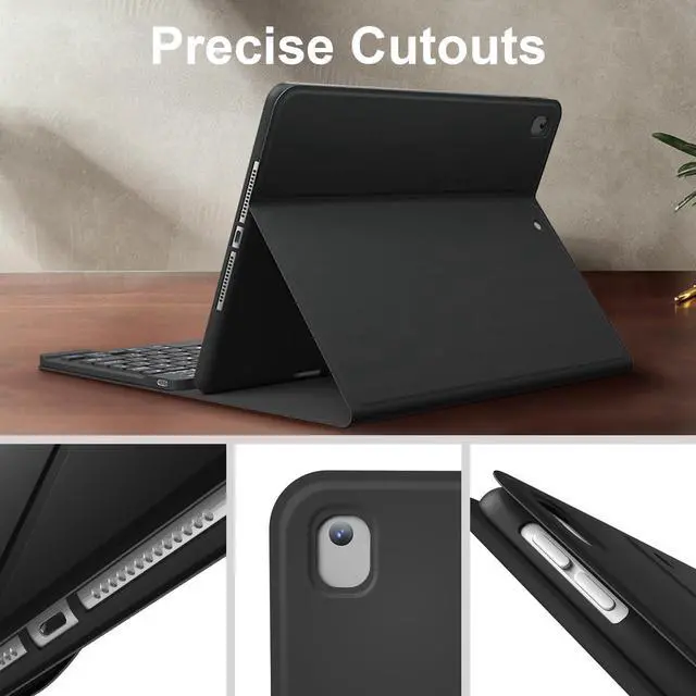 Alt view image 5 of 5 - Keyboard Cases for iPad 9th Generation 8th Gen, 7th Gen, Pro 10.5 Inch Air 3rd Gen. Removable Magnetic Cover Sheet Built-in Pencil Holder and Stylus Pen, Adjustable Angles Stain Resistant Cover, Black