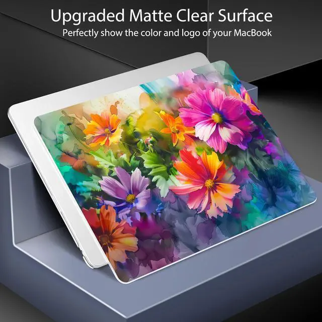Alt view image 3 of 5 - Lepeoac for MacBook Air 15 inch Case 2023 2024 2025 Release A3241 M4 A3114 M3 A2941 M2 with Liquid Retina Display & Touch ID, Hard Shell with Screen Protector & Webcam Cover, Multicolored Flowers