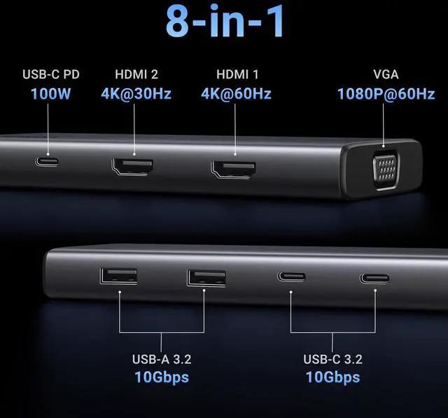 Alt view image 5 of 5 - UGREEN Revodok 1071 USB C Hub Bundle with UGREEN Revodok 8 in 1 USB C Hub Triple Display Docking Station