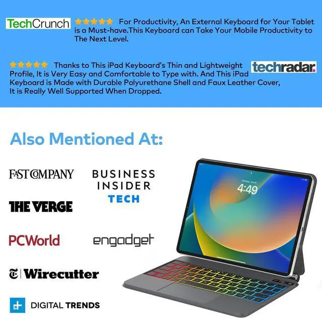 Alt view image 5 of 5 - FARYODI Magic Keyboard Case for iPad Air 11-inch (M2 /M3), iPad Pro 11 & iPad Air 10.9-inch 5th/4th Generation - 7 Color Backlit with Touchpad - Magnetic Case Easy-Set Floating Cantilever Stand,Gray