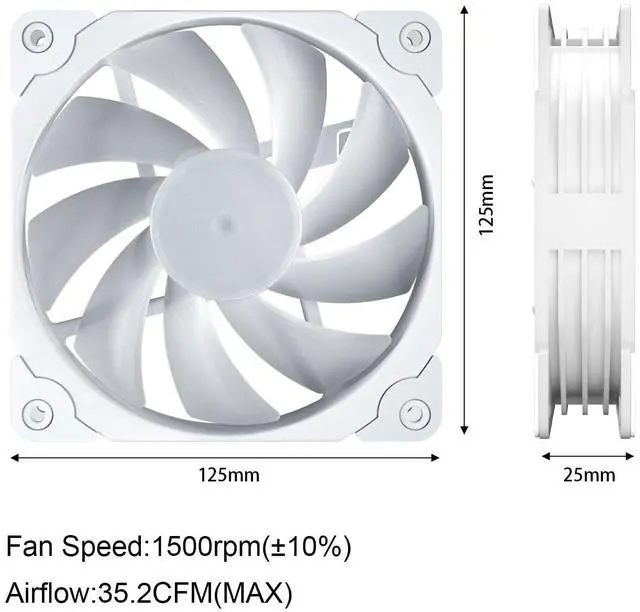 Alt view image 2 of 5 - Vetroo 3-Pack Computer Case Fan 120mm Address RGB & PWM Cooling Fans High Performance with Controller Hub - White