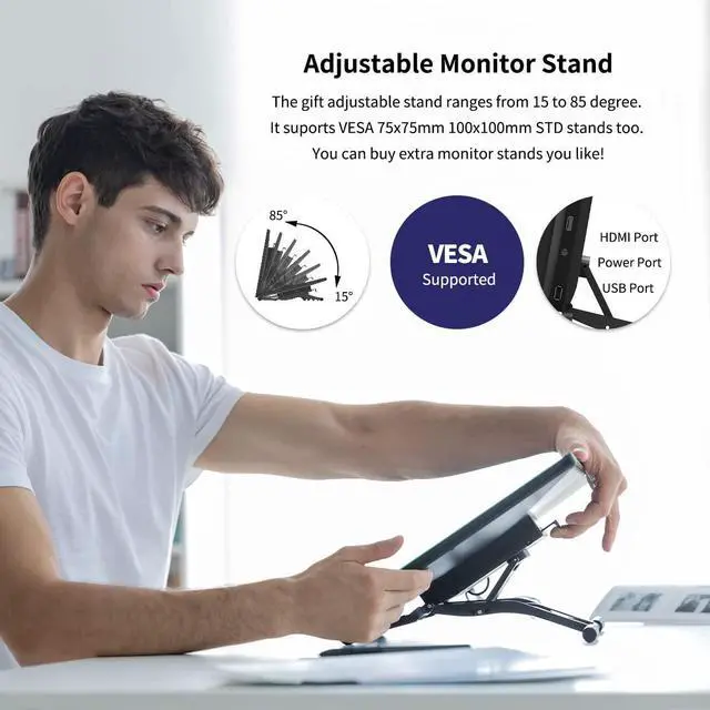 Alt view image 3 of 5 - GAOMON PD2200 130% sRGB Full-Laminated Pen Display with 8192 Battery-Free Tilt-Support Stylus 8 Touch Buttons -21.5'' Graphics Drawing Tablet Monitor with Adjustable Stand and Two Finger Glove